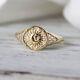 0.15 Ct Diamond Juniper Sky Vintage Wedding Ring 14k Yellow Gold Fine Jewelry