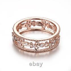 0.2CT Natural Diamond Fine Vintage Wedding Jewelry Solid 10K Rose Gold Band Ring