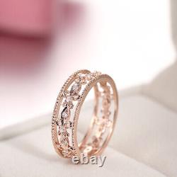 0.2CT Natural Diamond Fine Vintage Wedding Jewelry Solid 10K Rose Gold Band Ring