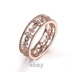 0.2CT Natural Diamond Fine Vintage Wedding Jewelry Solid 10K Rose Gold Band Ring