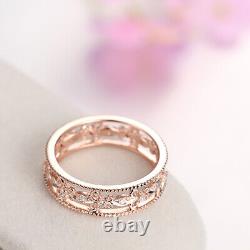 0.2CT Natural Diamond Fine Vintage Wedding Jewelry Solid 10K Rose Gold Band Ring