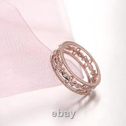 0.2CT Natural Diamond Fine Vintage Wedding Jewelry Solid 10K Rose Gold Band Ring