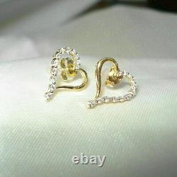 0.80Ct Round Cut Simulated Moissanite Heart Stud Earrings 14K Yellow Gold Plated