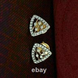 1.20Ct Round Cut Natural Moissanite Shape Stud Earrings 14K Yellow Gold Plated