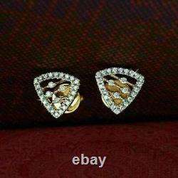 1.20Ct Round Cut Natural Moissanite Shape Stud Earrings 14K Yellow Gold Plated