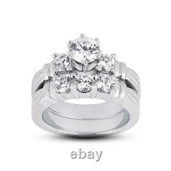 1 3/4ct D SI1 Round Natural Diamonds Plat Vintage Style Matching Bridal Set