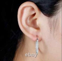 1.50 Ct Round Simulated Diamond Women's Hoop Earrings 14k White Gold Plated