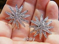 1.60Ct Round Simulated Moissanite Snowflake Stud Earrings 14k White Gold Plated