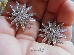 1.60Ct Round Simulated Moissanite Snowflake Stud Earrings 14k White Gold Plated