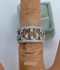 1.80 Ct Round Cut Moissanite Vintage Wedding Band Ring Real 925 Sterling Silver