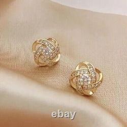 1 Ct Round Cut Real Moissanite Flower Women Stud Earrings 925 Sterling Silver