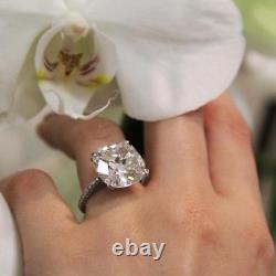 10.73 carat Cushion Cut Colorless D Flawless Vintage Wedding 925 Silver Ring