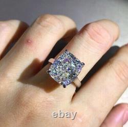 12Ct Cushion Moissanite Silver Ring 4 Claw Cathedral Basket Solitaire G-H Color