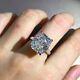 12ct Cushion Moissanite Silver Ring 4 Claw Cathedral Basket Solitaire G-h Color