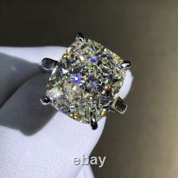 12Ct Cushion Moissanite Silver Ring 4 Claw Cathedral Basket Solitaire G-H Color