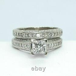 14K White Gold Plated 2Ct Princess Cut Moissanite Best Vintage Bridal Set Ring
