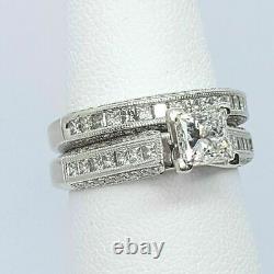 14K White Gold Plated 2Ct Princess Cut Moissanite Best Vintage Bridal Set Ring