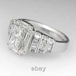 14K White Gold Plated 4Ct Princess Cut Moissanite Vintage Bridal Wedding Ring