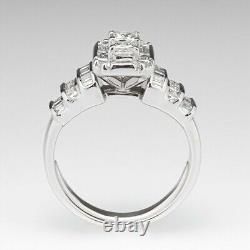 14K White Gold Plated 4Ct Princess Cut Moissanite Vintage Bridal Wedding Ring