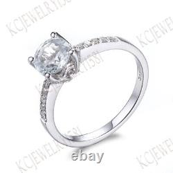 18K White Gold Round Cut White Topaz Diamonds Jewelry Vintage Wedding Fine Ring