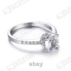 18K White Gold Round Cut White Topaz Diamonds Jewelry Vintage Wedding Fine Ring