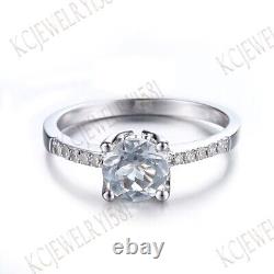 18K White Gold Round Cut White Topaz Diamonds Jewelry Vintage Wedding Fine Ring