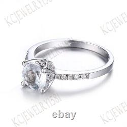 18K White Gold Round Cut White Topaz Diamonds Jewelry Vintage Wedding Fine Ring