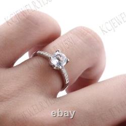 18K White Gold Round Cut White Topaz Diamonds Jewelry Vintage Wedding Fine Ring