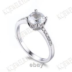 18K White Gold Round Cut White Topaz Diamonds Jewelry Vintage Wedding Fine Ring