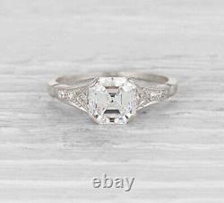 1920's Circa Vintage Art Deco Bridal Ring 2Ct Lab Created Diamond 10K White Gold