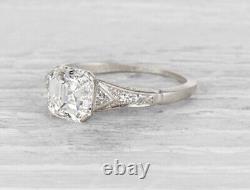 1920's Circa Vintage Art Deco Bridal Ring 2Ct Lab Created Diamond 10K White Gold