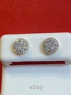 1Ct Real Moissanite Men's Cluster Stud Earrings 925 Sterling GIGJ Certificate