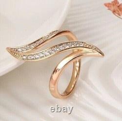 1Ct Round Cut REAL Moissanite Bypass Wedding Anniversary Ring 14k Rose Gold Over