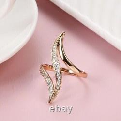 1Ct Round Cut REAL Moissanite Bypass Wedding Anniversary Ring 14k Rose Gold Over