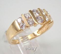 1Ct Round Cut Real Moissanite Vintage Wedding Band 14K Yellow Gold Silver Plated