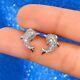 1ct Round Cut Simulated Moissanite Dolphin Stud Earrings 14k White Gold Plated