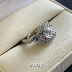 1Ct Simulated Diamond Retro Vintage Wedding Filigree Ring 14K White Gold Plated