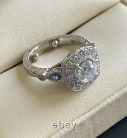 1Ct Simulated Diamond Retro Vintage Wedding Filigree Ring 14K White Gold Plated