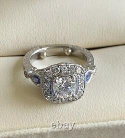 1Ct Simulated Diamond Retro Vintage Wedding Filigree Ring 14K White Gold Plated