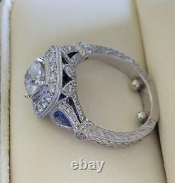 1Ct Simulated Diamond Retro Vintage Wedding Filigree Ring 14K White Gold Plated