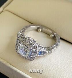 1Ct Simulated Diamond Retro Vintage Wedding Filigree Ring 14K White Gold Plated