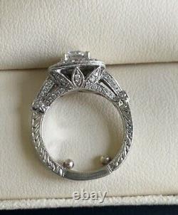 1Ct Simulated Diamond Retro Vintage Wedding Filigree Ring 14K White Gold Plated