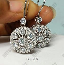 2.00 Ct Round Cut Simulated Diamond Drop & Dangle Earrings 925 Sterling Silver