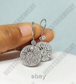 2.00 Ct Round Cut Simulated Diamond Drop & Dangle Earrings 925 Sterling Silver