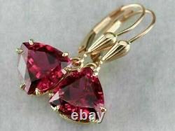 2.00Ct Trillion Simulated Red Ruby Drop & Dangle Earrings 925 Sterling Silver