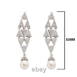 2.25 CT Round Cut Cubic Zircon Wedding Dangle-Drop Earrings For Gift 925 Silver