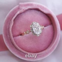 2.30Ct Oval Cut Lab Created Diamond Vintage Wedding Ring 14K Yellow Gold Plated
