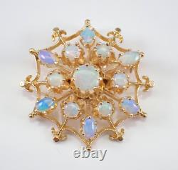 2.30Ct Round Cut Fire Opal Vintage Wedding Brooch Pin 14K Yellow Gold Plated