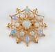 2.30ct Round Cut Fire Opal Vintage Wedding Brooch Pin 14k Yellow Gold Plated