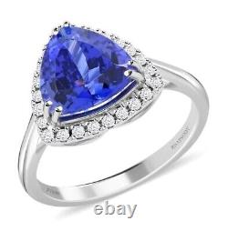 2.35 Ct Tanzanite Wedding Triangle Shape Ring, 10K White Gold Vintage Jewelry